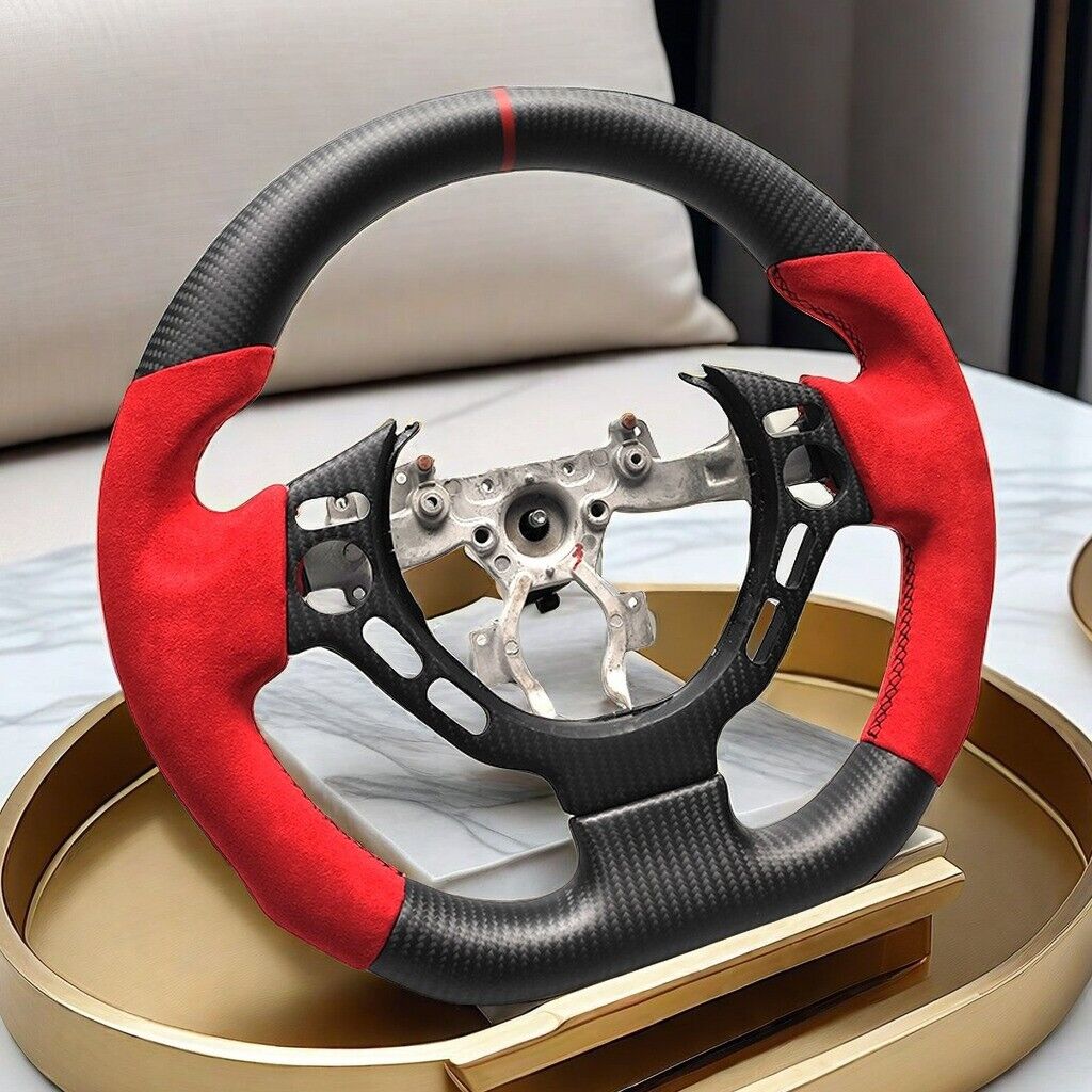 CARBON FIBER Steering Wheel FOR NISSAN GTR R35 RED ALCANTARA  09-16YEAR