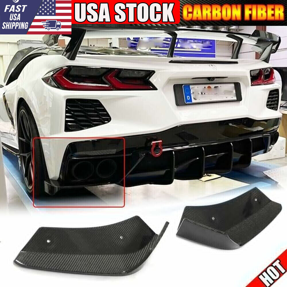 Real Carbon Rear Bumper Splitters Fins For Chevrolet Corvette C8 Stingray 20-21 