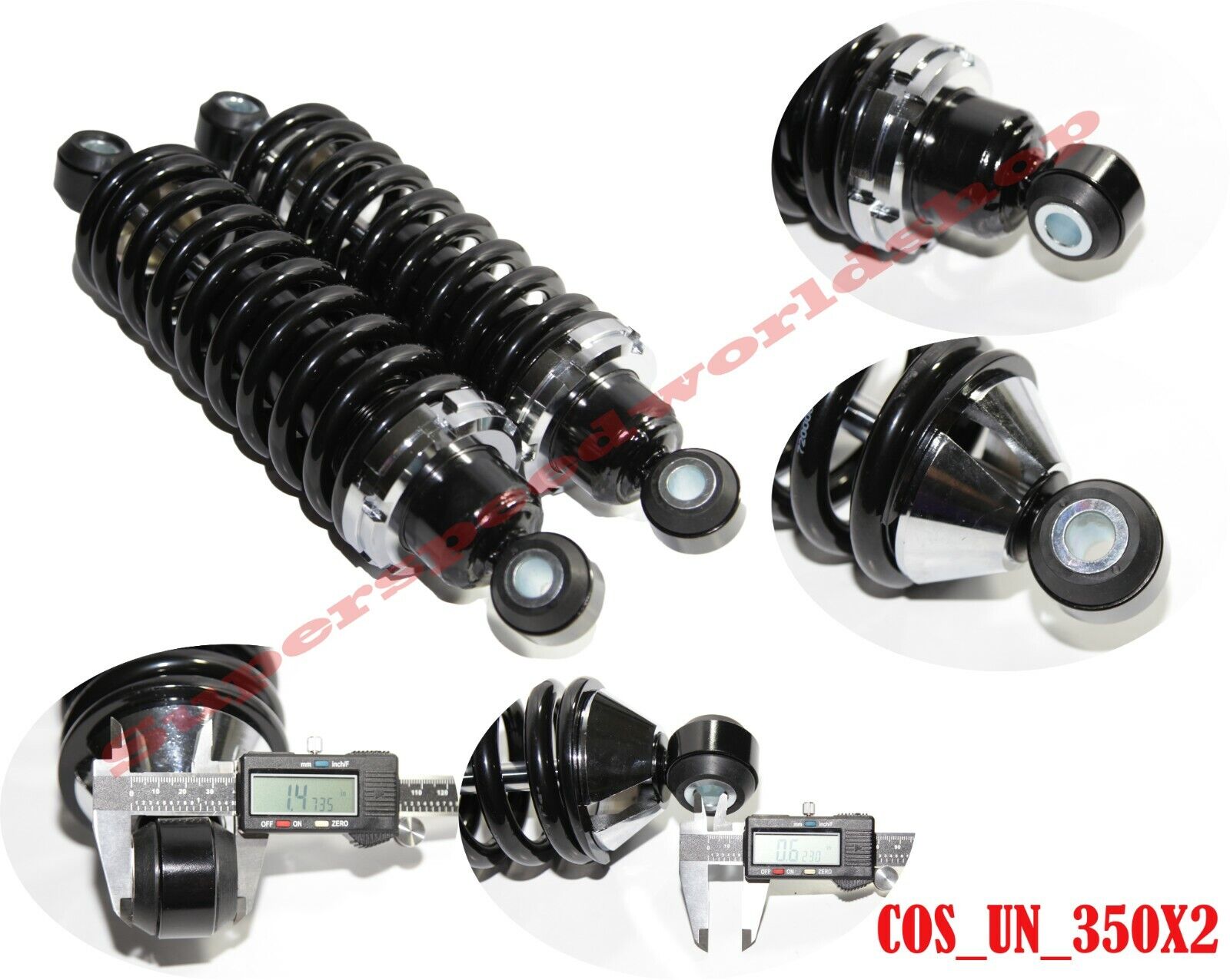 Rear Street Rod Coil Over Shock SET w/350 Pound Black Coated Springs