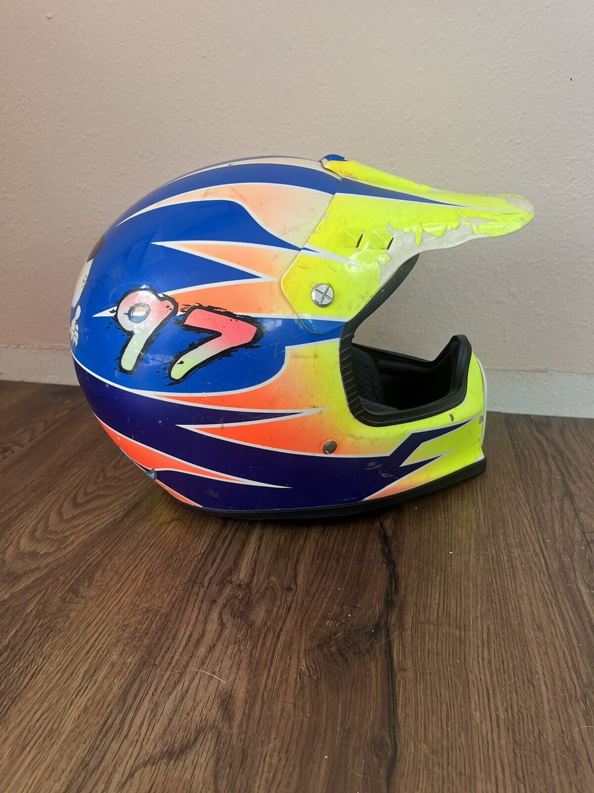 Vintage 80s/90s Motocross Troy Lee Full Face Helmet Size Small 6 1/2-7 Cheetos