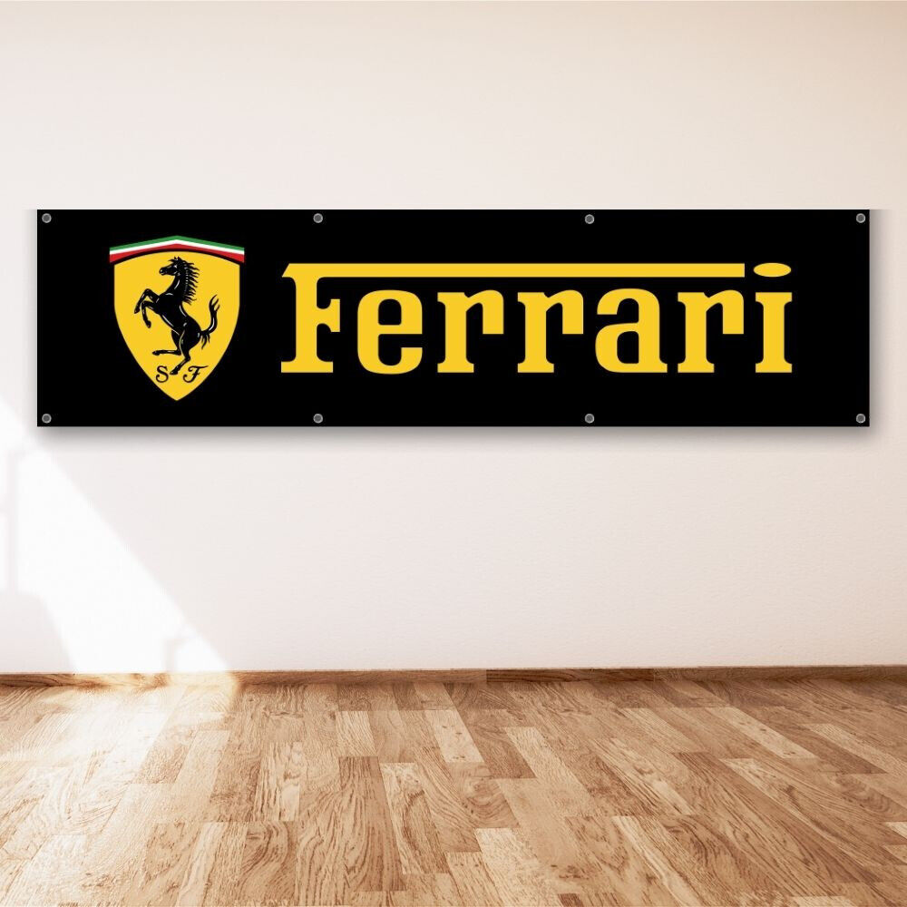 Ferrari 2x8 ft Banner Italy Enzo Sports Garage Sign Car Racing Show ManCave Flag