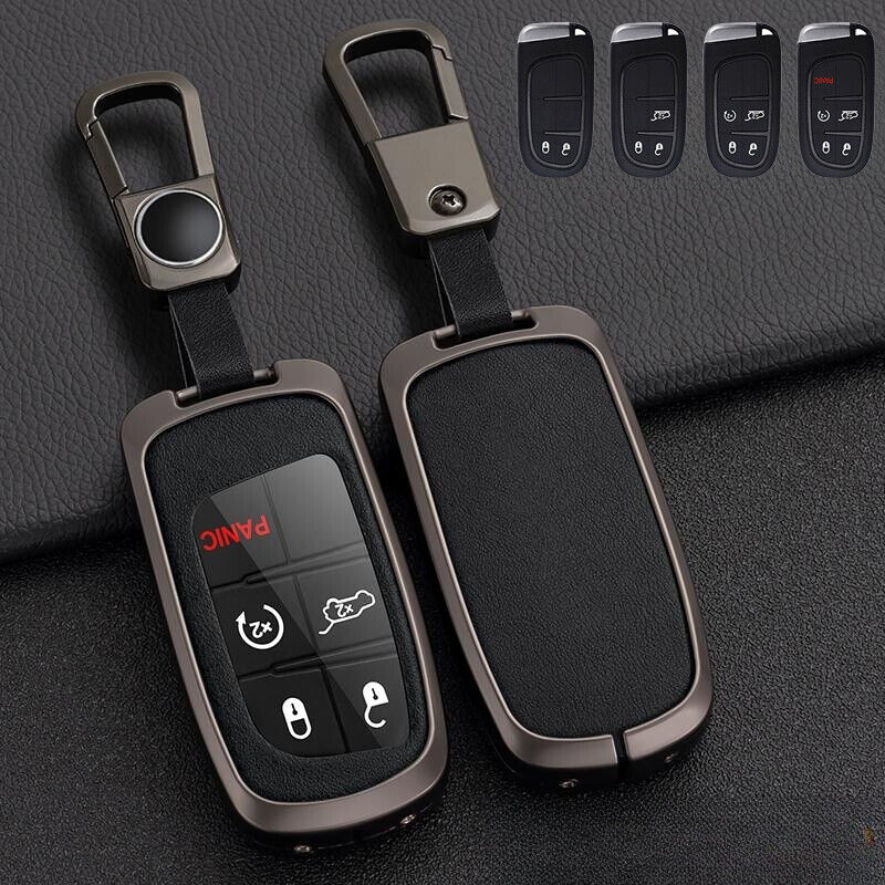 Zinc Alloy Leather TPU Car Key Case Cover For Jeep Grand Cherokee Chrysler Dodge