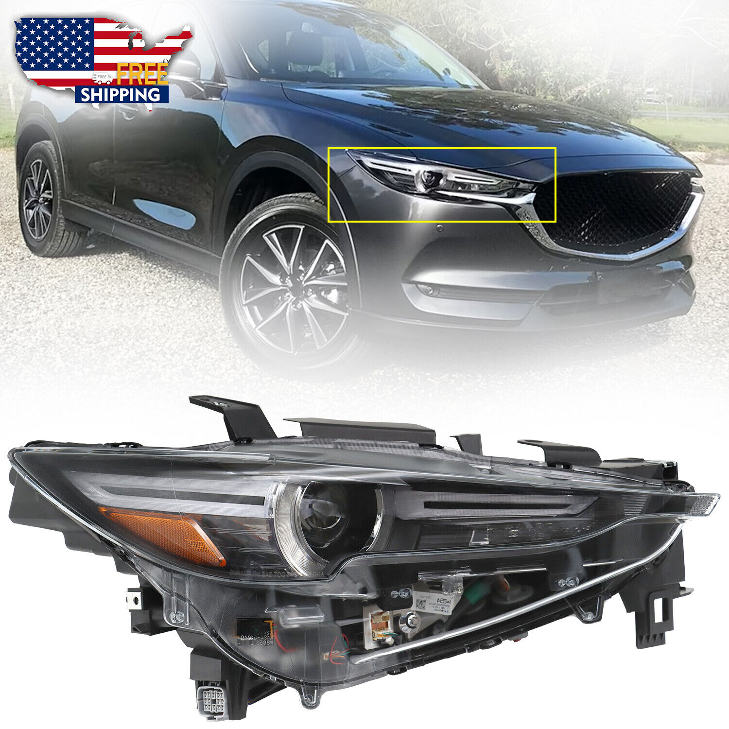 For 2017-2020 Mazda CX5 CX-5 Passenger Side LED Headlight Assembly w/ AFS RH