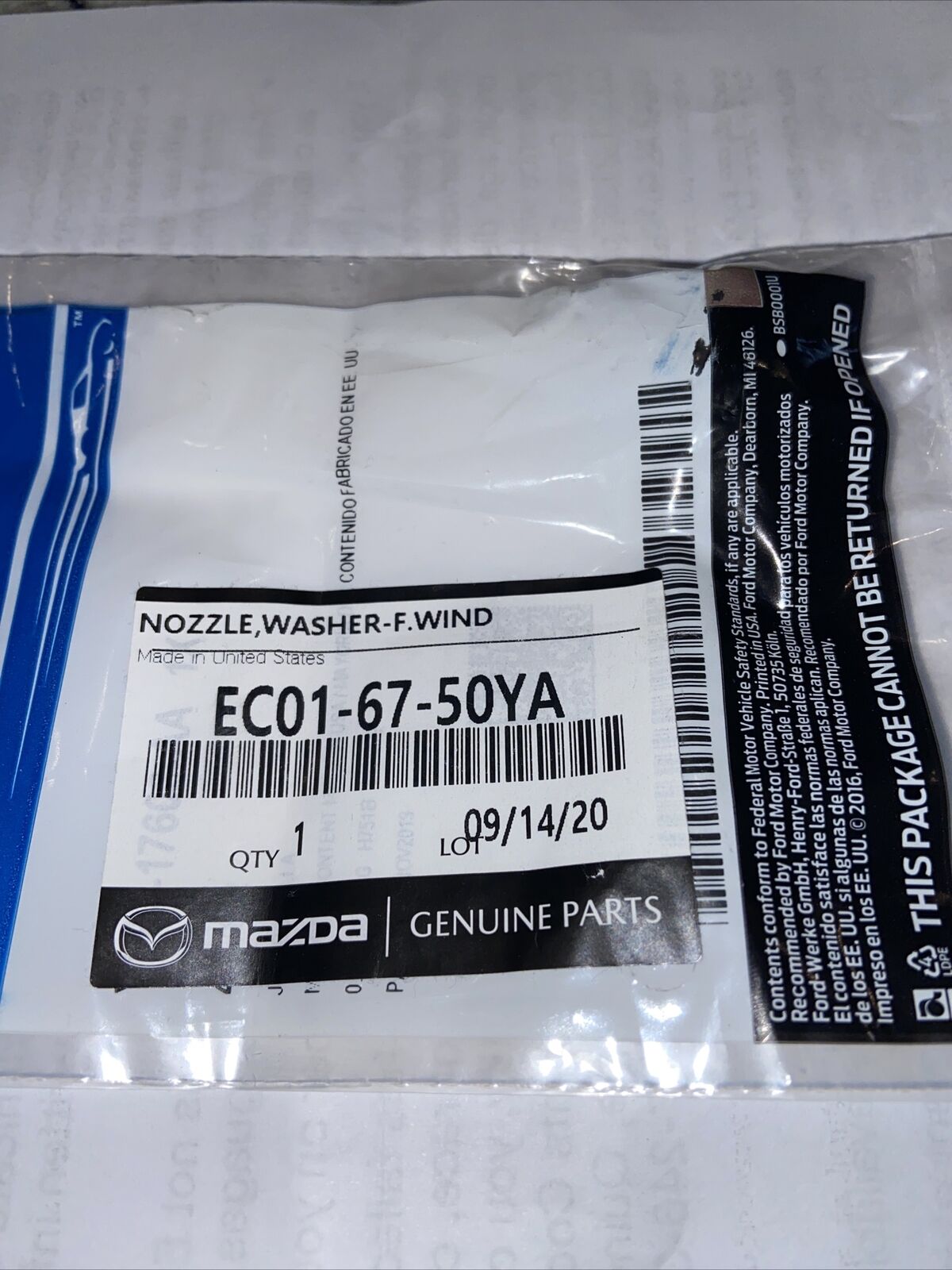 Genuine Mazda Washer Nozzle EC01-67-50YA