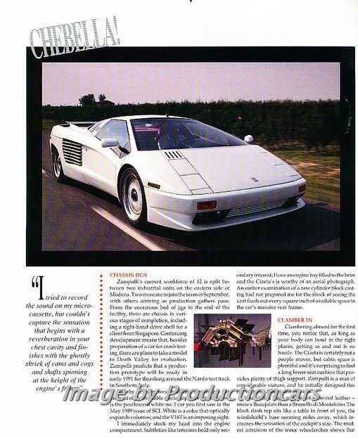 1990 1991 Cizeta V16T Moroder Original Car Review Print Article J717