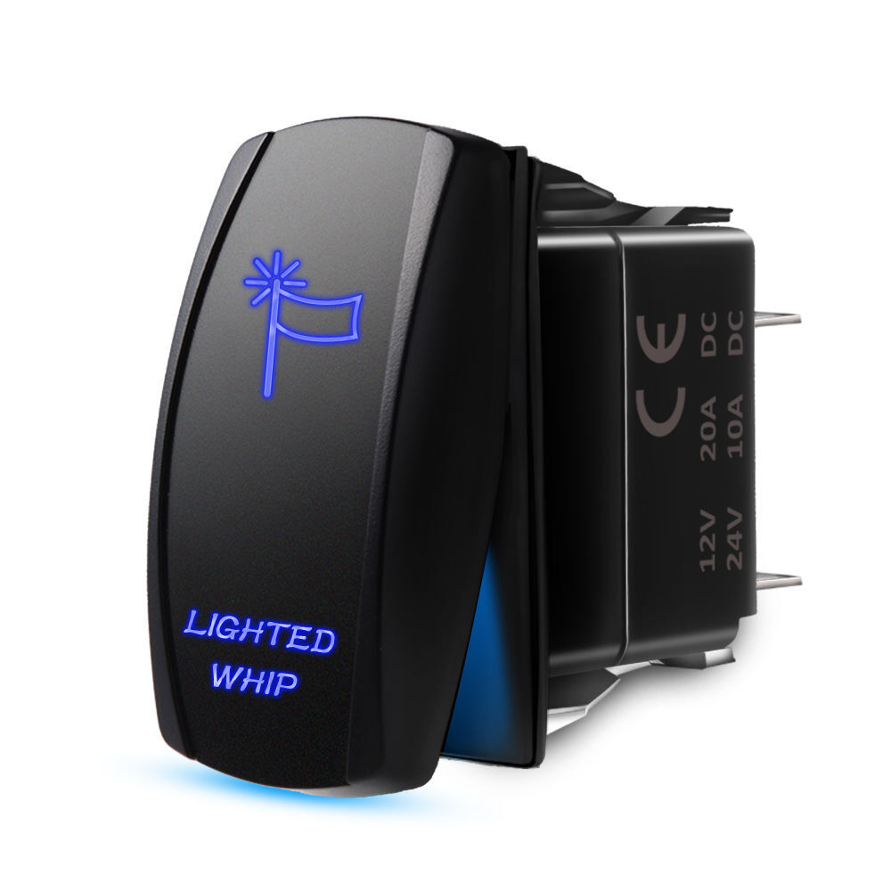 Blue LED Lighted WHIP Rocker Switch 5pin 12V  ON-OFF LED Light 20A 5 PINS