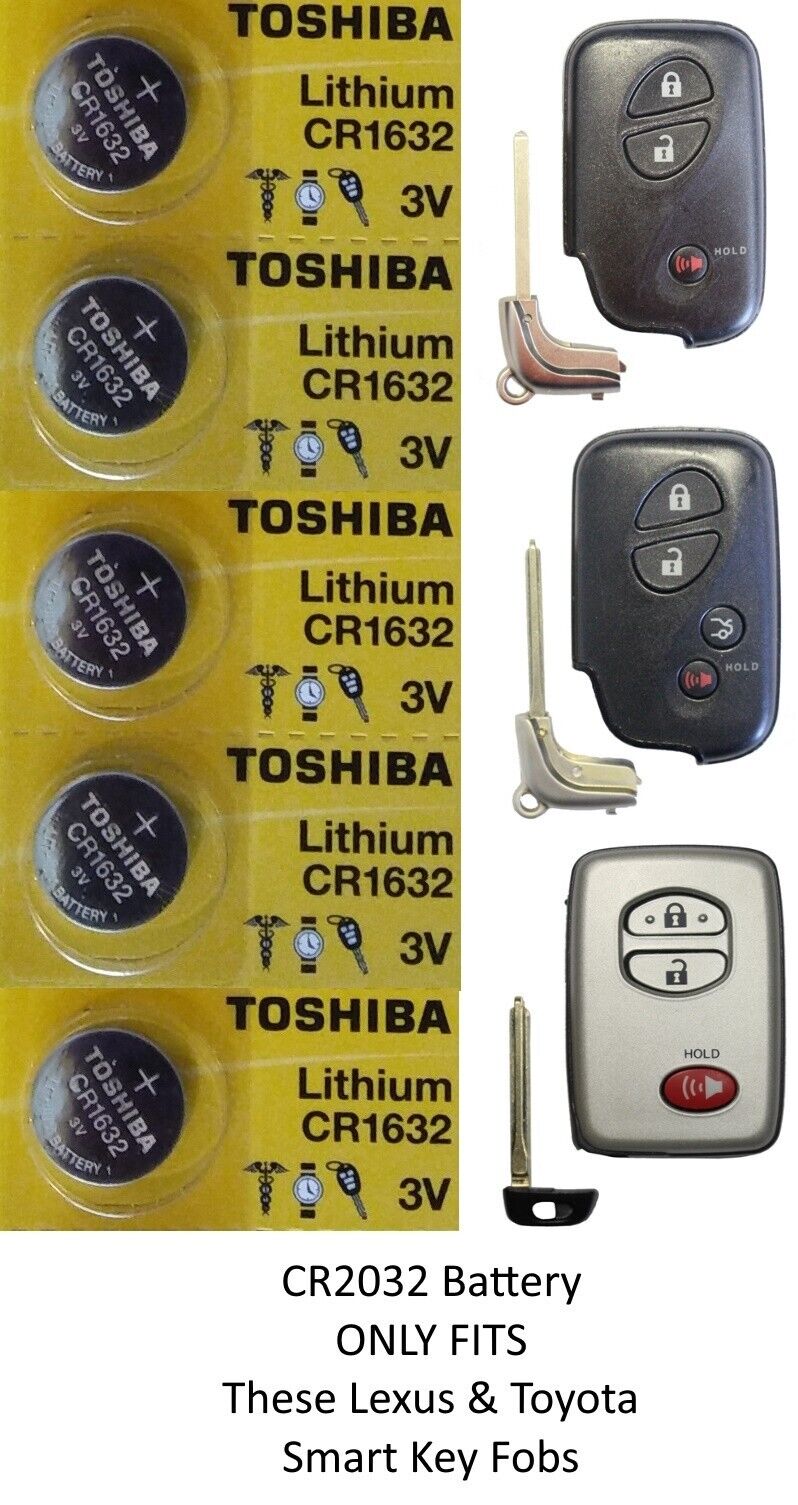 Remote Key Fob Battery for TOYOTA Smart Key - TOSHIBA CR1632  5 Pkg