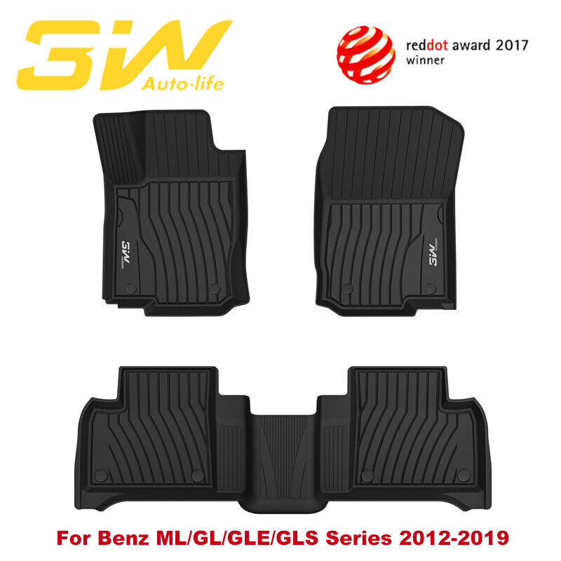 3W Floor Mats For Benz ML/GL/GLE/GLS Series 2012-2019 TPE All Weather Car Liner