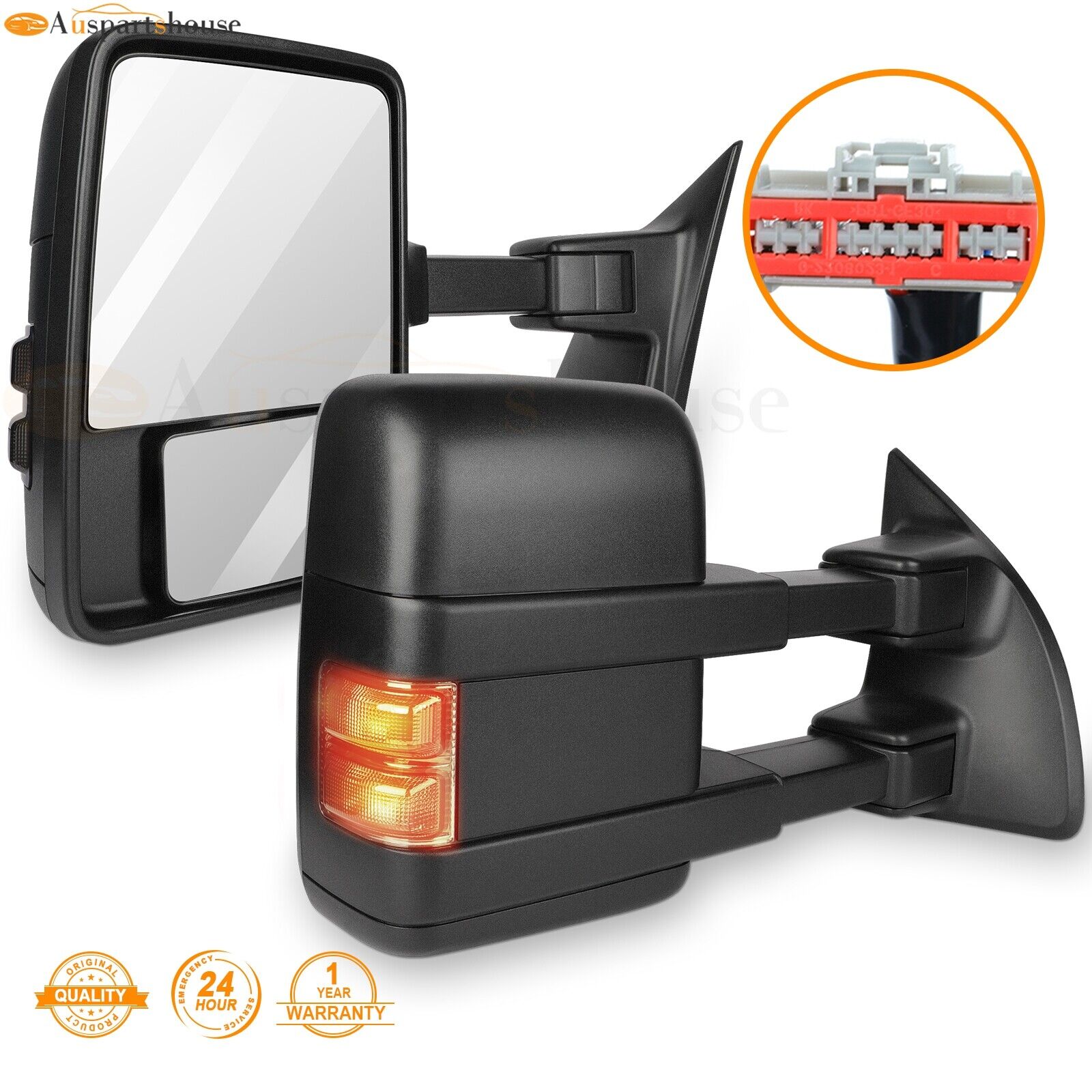 Pair For 08-16 Ford F250~F550 Super Duty Power+Heated+Signal Towing Side Mirrors