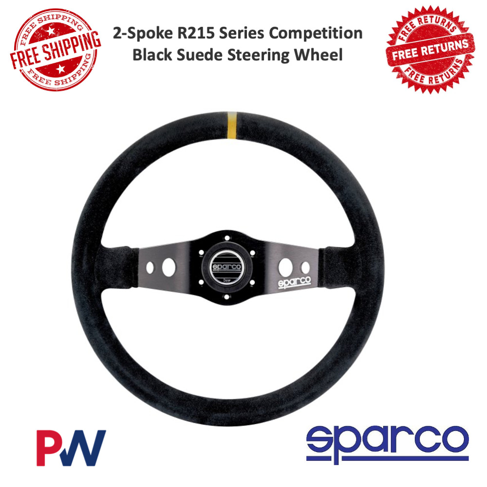 Sparco 2-Spoke R215 Series Competition Black Suede Steering Wheel | 350mm