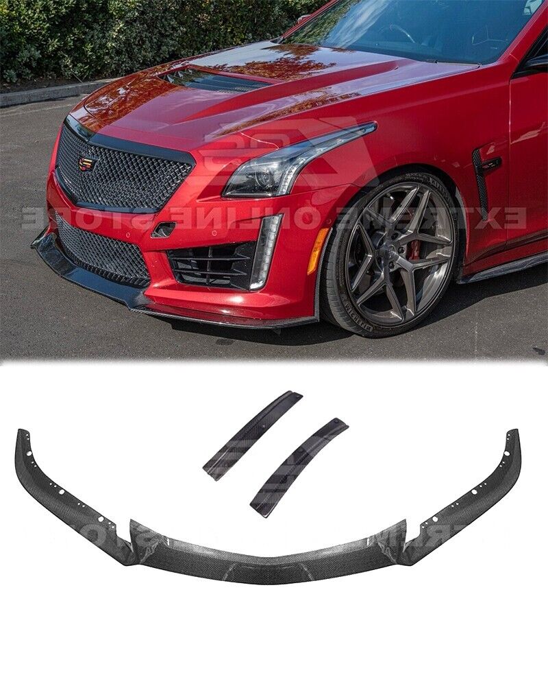 CARBON FIBER Front Lip & Side Wheel Arch Fits 16-19 Cadillac CTS-V New Splitter