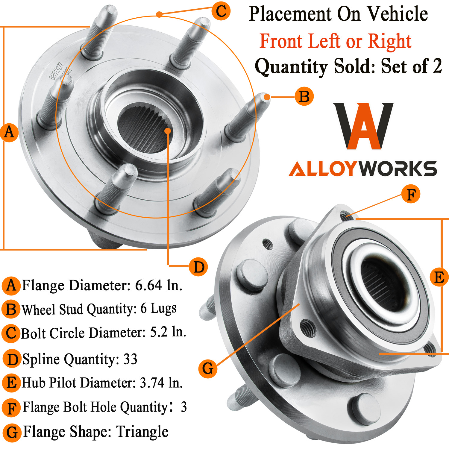 Front or Rear Wheel Hub Bearings Fit For Chevy Traverse GMC Acadia Buick Enclave