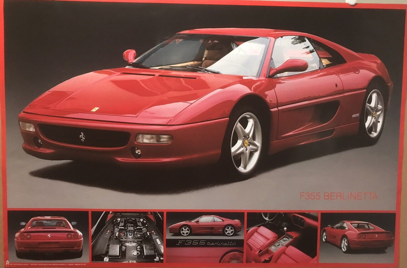 Ferrari F355 Berlinetta 24” 36” Printed In Italy Extremely Rare O/P Car Poster