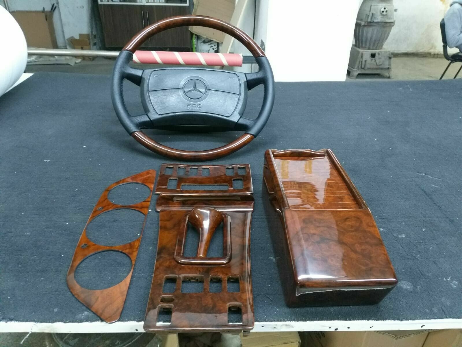 For Mercedes benz C126 W126 wood Trim Set With Steering Wheels 560sec 500sel 126