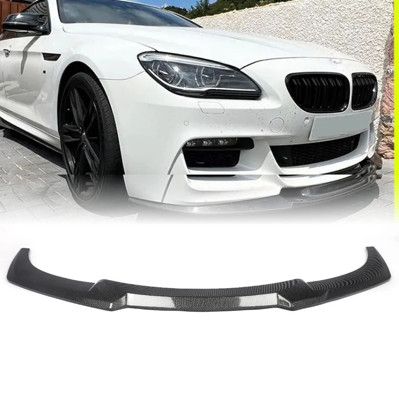 For BMW F06 F12 F13 M Sport 650i 2012-2019 Carbon Fiber Black Front Bumper Lip