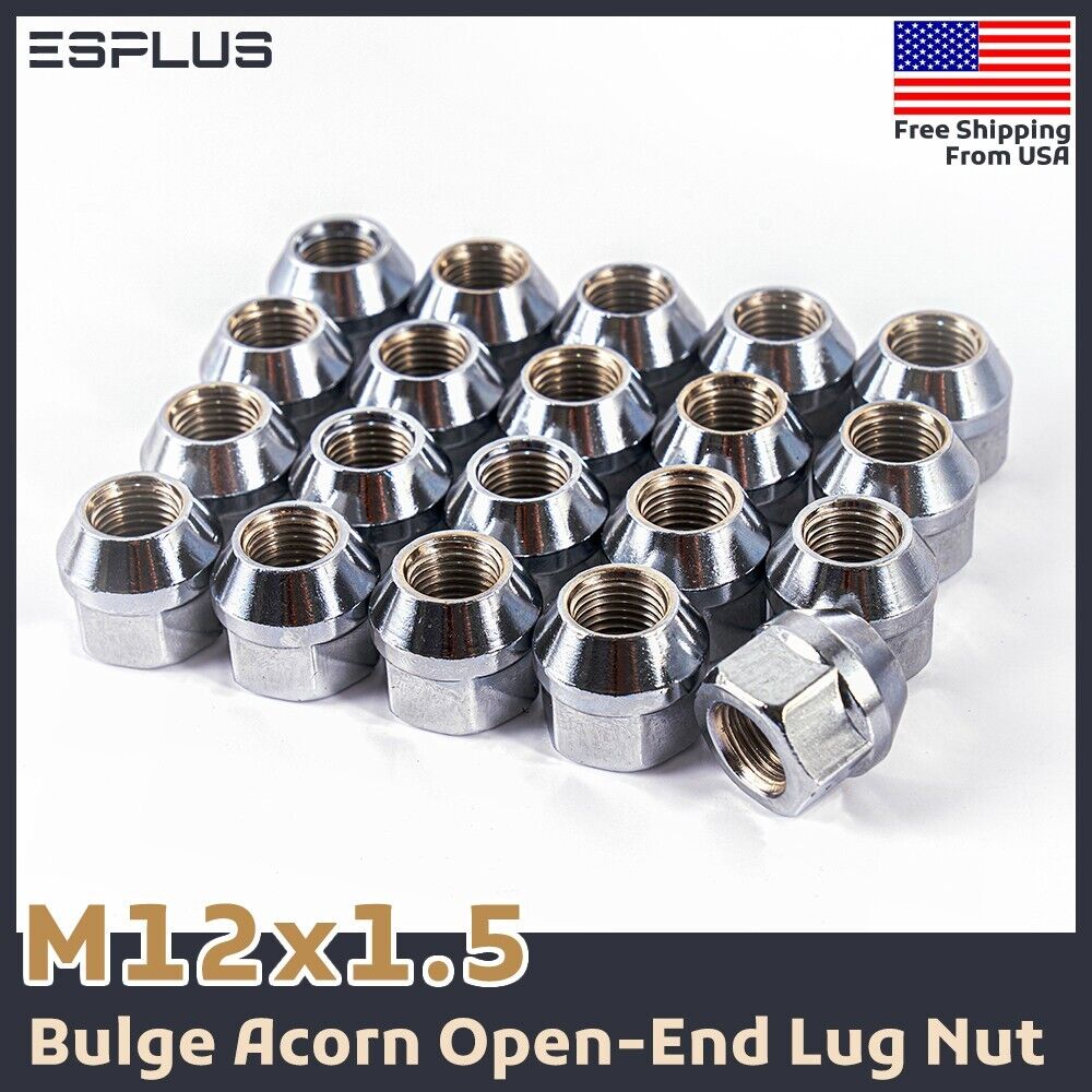 20 Pc Mazda Open Lug Nut M12x1.5 Chrome Fit B/CX/MX-Series & Mazda 3/5/6 Models