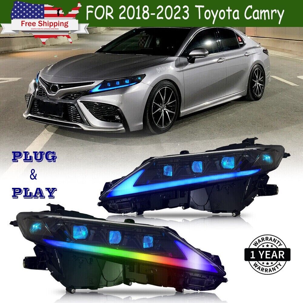 RGB LED Front lamp Fits 2018-2023 Toyota Camry 8th Gen DRL Head light Assembly