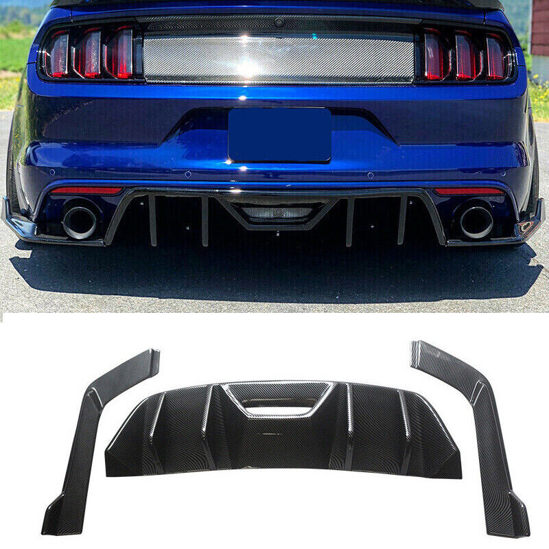 For 2015-2017 Ford Mustang Rear Bumper Valance Rear Diffuser Carbon Fiber Paint