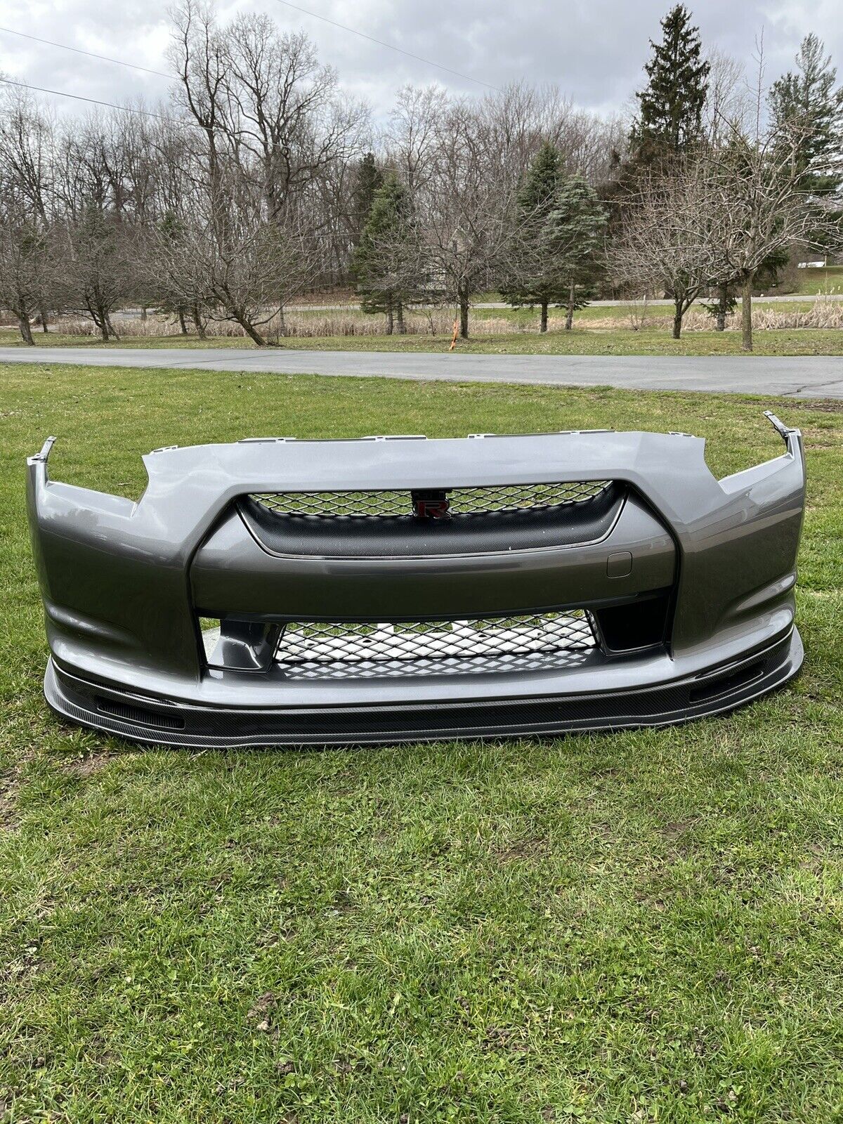 For 2008+ Nissan GTR GT-R R35 Carbon Fiber Front Bumper Lip Splitter An Air Dam