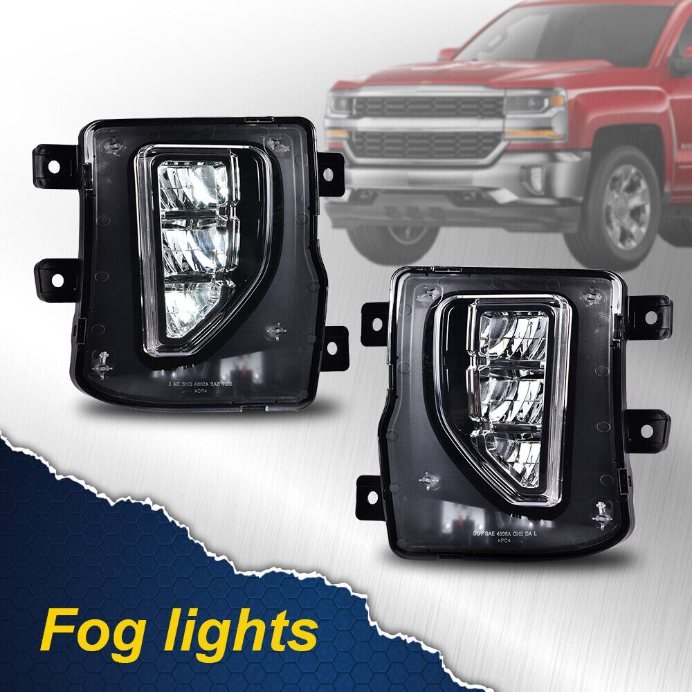 Fit For 2016-2018 Chevy Silverado 1500 LED Fog Lights Driving Bumper Lamps