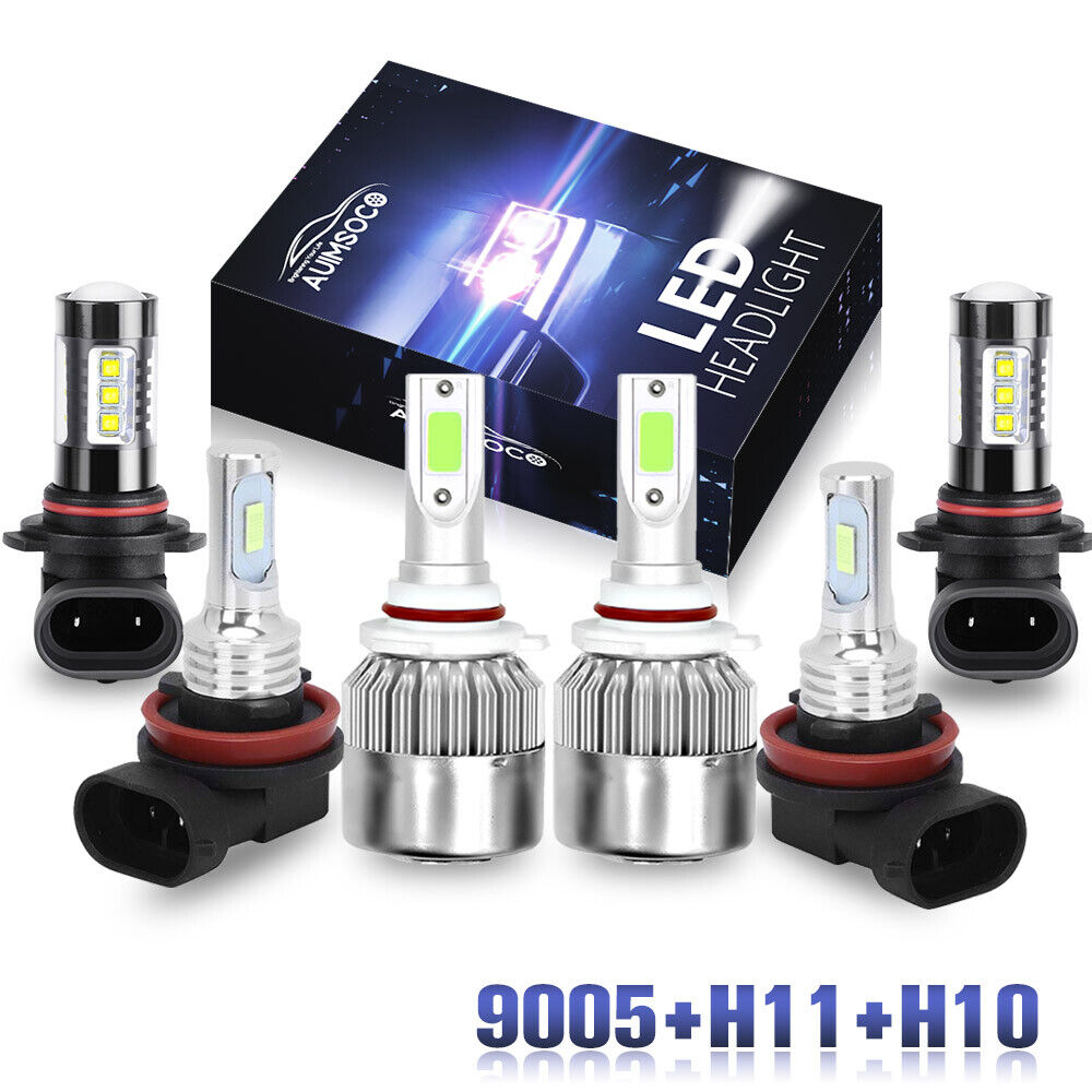 For Ford Escape 2013-2015 6x LED Headlight Hi/Lo+Fog Light Bulbs Combo Kit 8000K