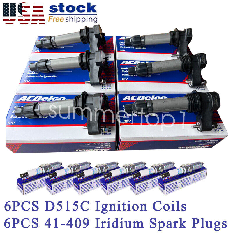 Genuine 6x Ignition Coil D515C+6x Spark Plug 41-109 For G/MC Chevrolet 12632479