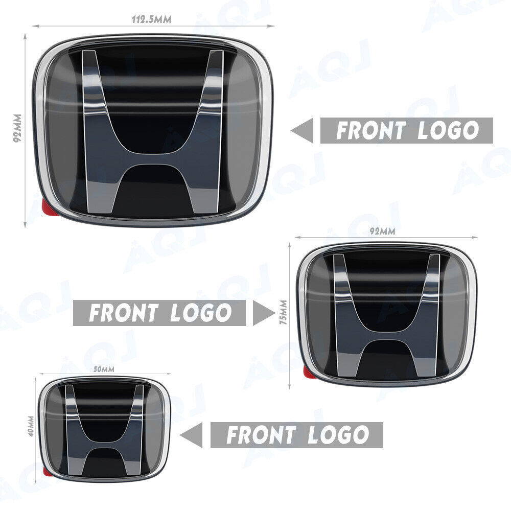 3pcs JDM Black Front+Rear+Steering Wheel Emble Badge for Civic Hatch FK 2016-21