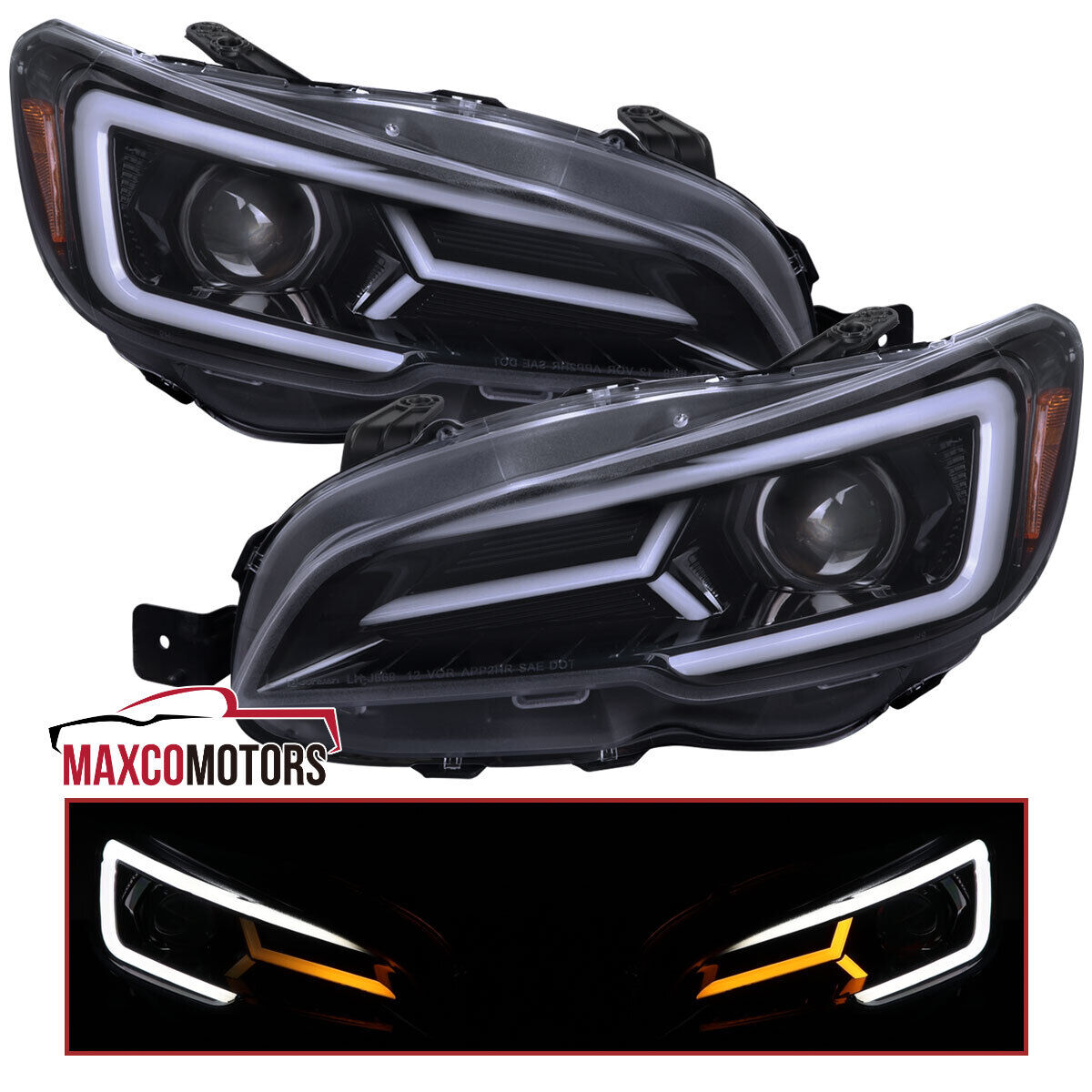 Black Smoke Projector Headlights Fits 2015-2021 Subaru WRX STI LED Sequential