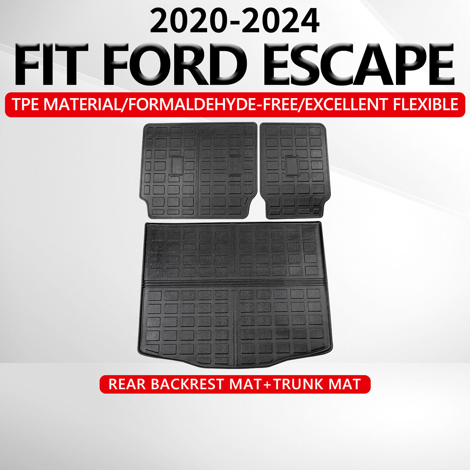 Fit 2020-2024 Ford Escape Trunk Mats Cargo Liners Backrest mat TPE All Weather