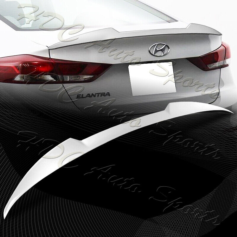 For 2017-2018 Hyundai Elantra W-Power Pearl White V-Style Trunk Lid Spoiler Wing