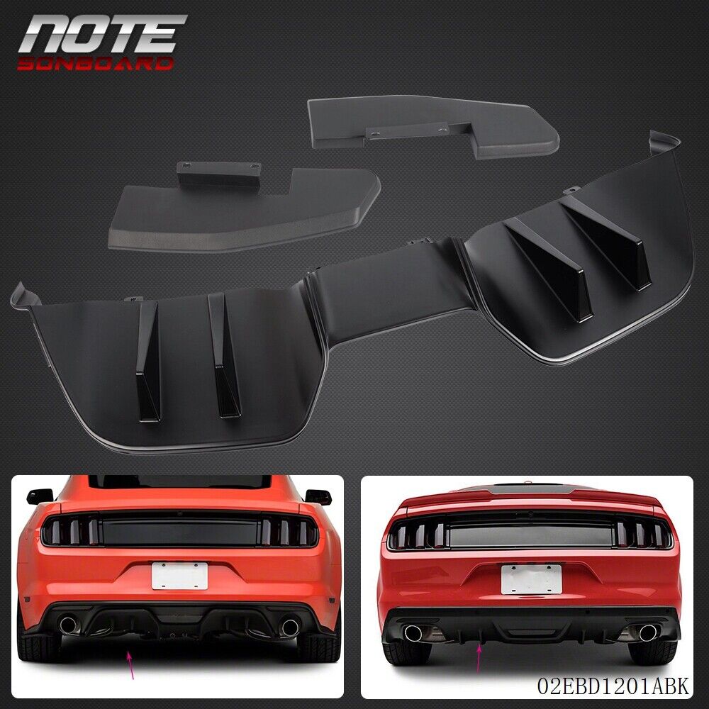 Fit For Premium Ford Mustang 2015-2017 Rear Bumper Lip Diffuser w/ Side Valance