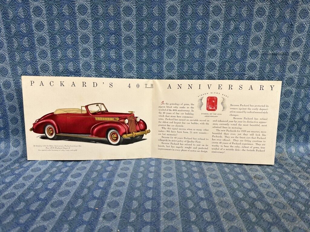 1939 Packard 40th Anniversary Original Sales Brochure / Folder