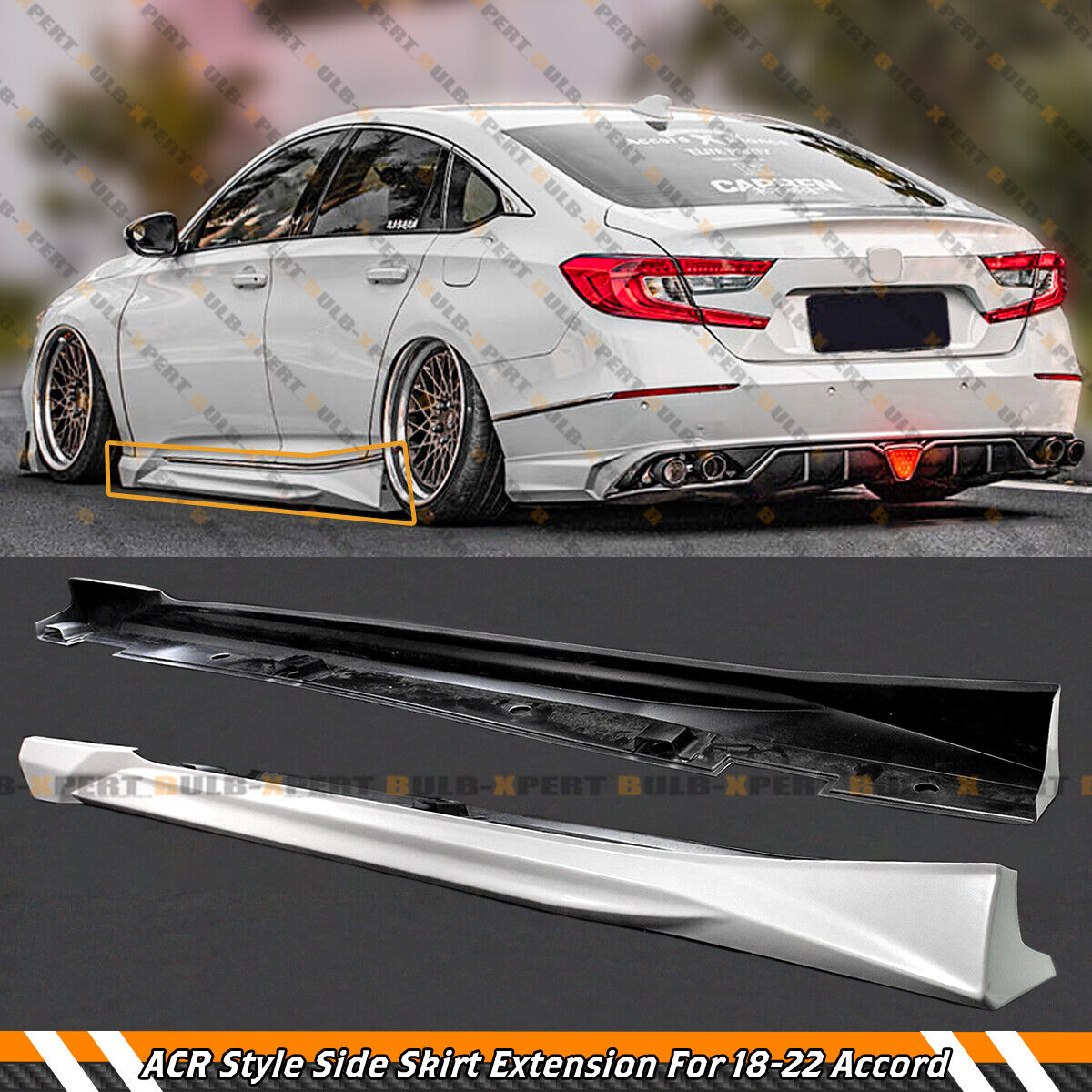 ACR Platinum White Pearl Add On Side Skirt Extensions For 2018-2022 Honda Accord