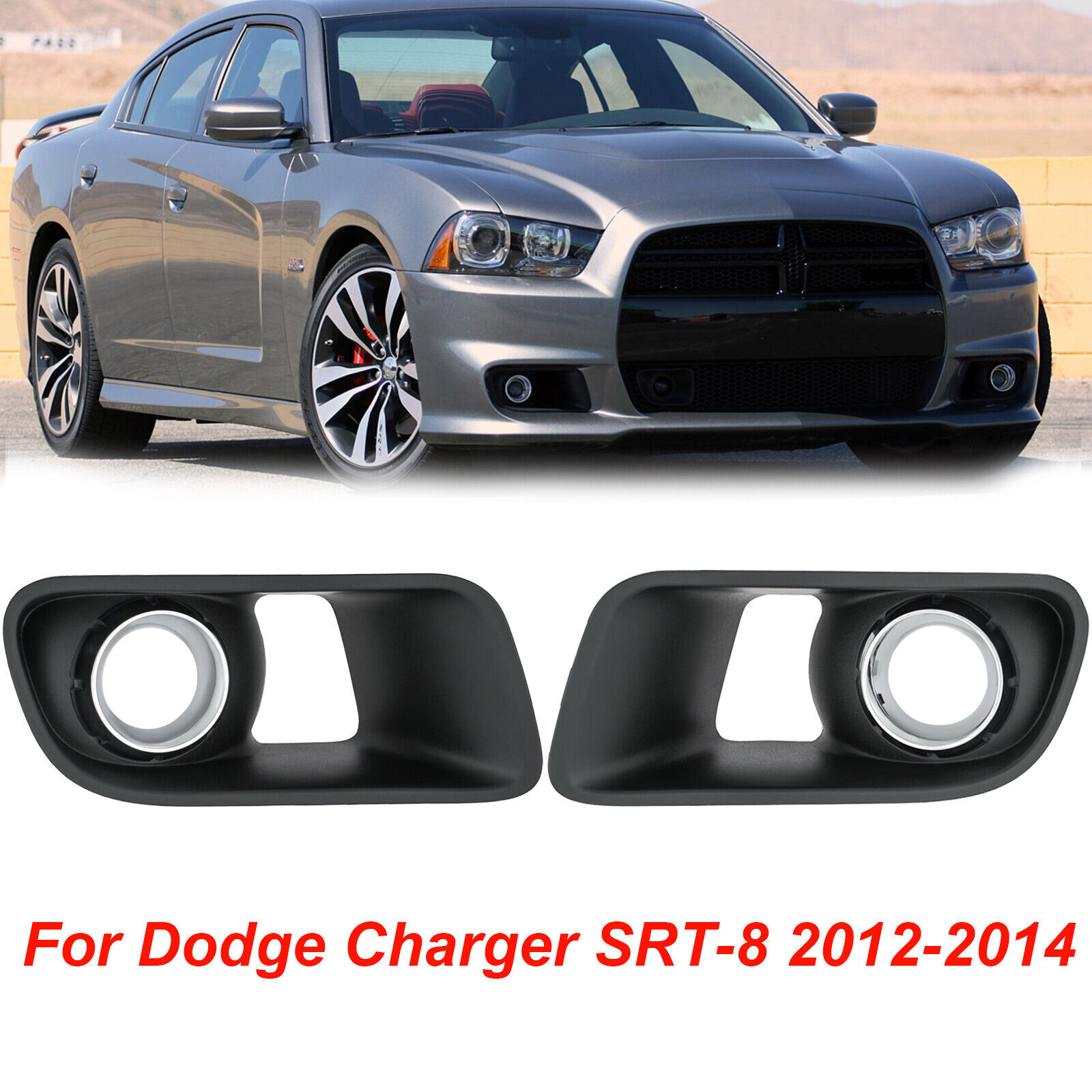 For Dodge Charger SRT-8 2012-2014 Pair Fog Light Lamp Chrome Bezel Cover Grilles