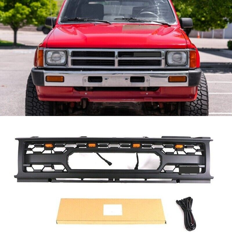 Black Front Grille Fit For TOYOTA 4RUNNER 1987-1989  Bumper Grill With LED Light