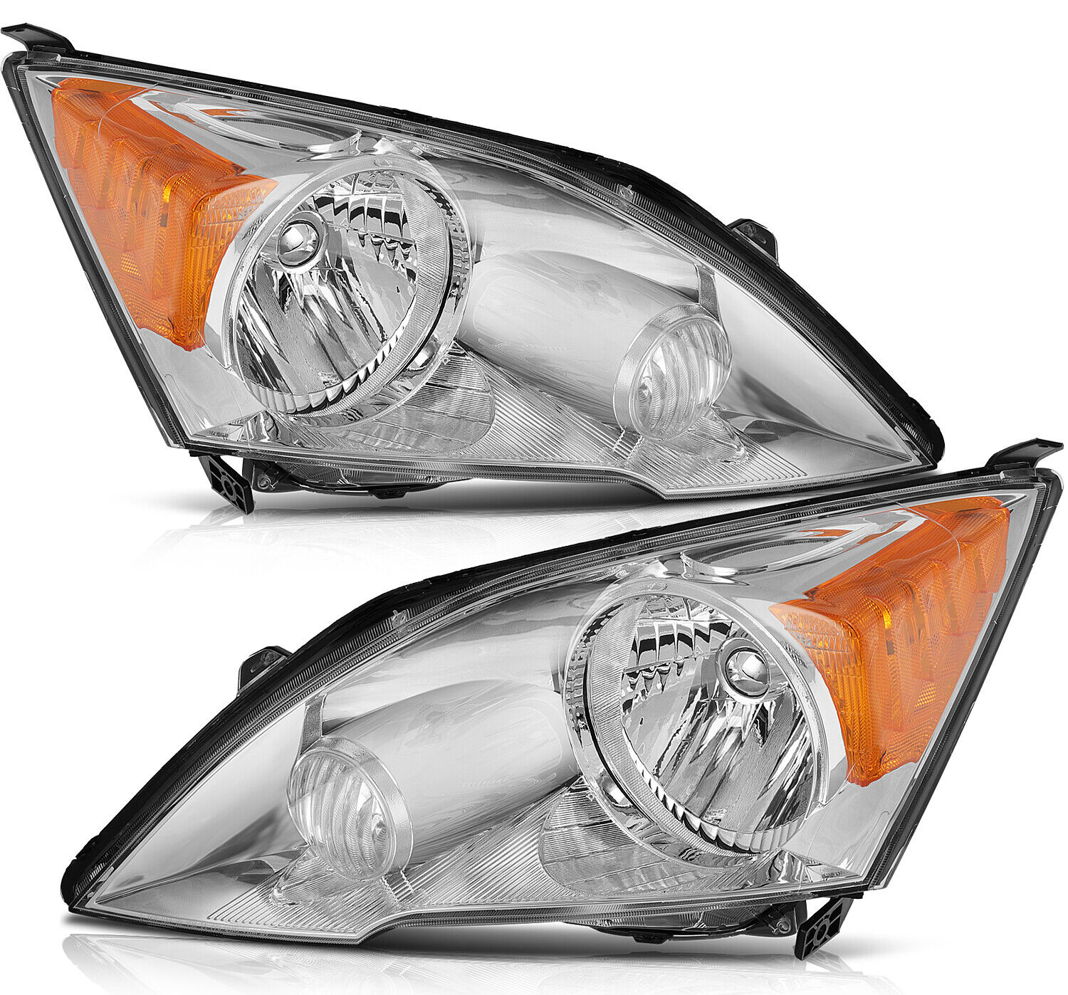 Fits 2007-2011 Honda CR-V Front Headlights Assembly Pair Left Right Clear Lens