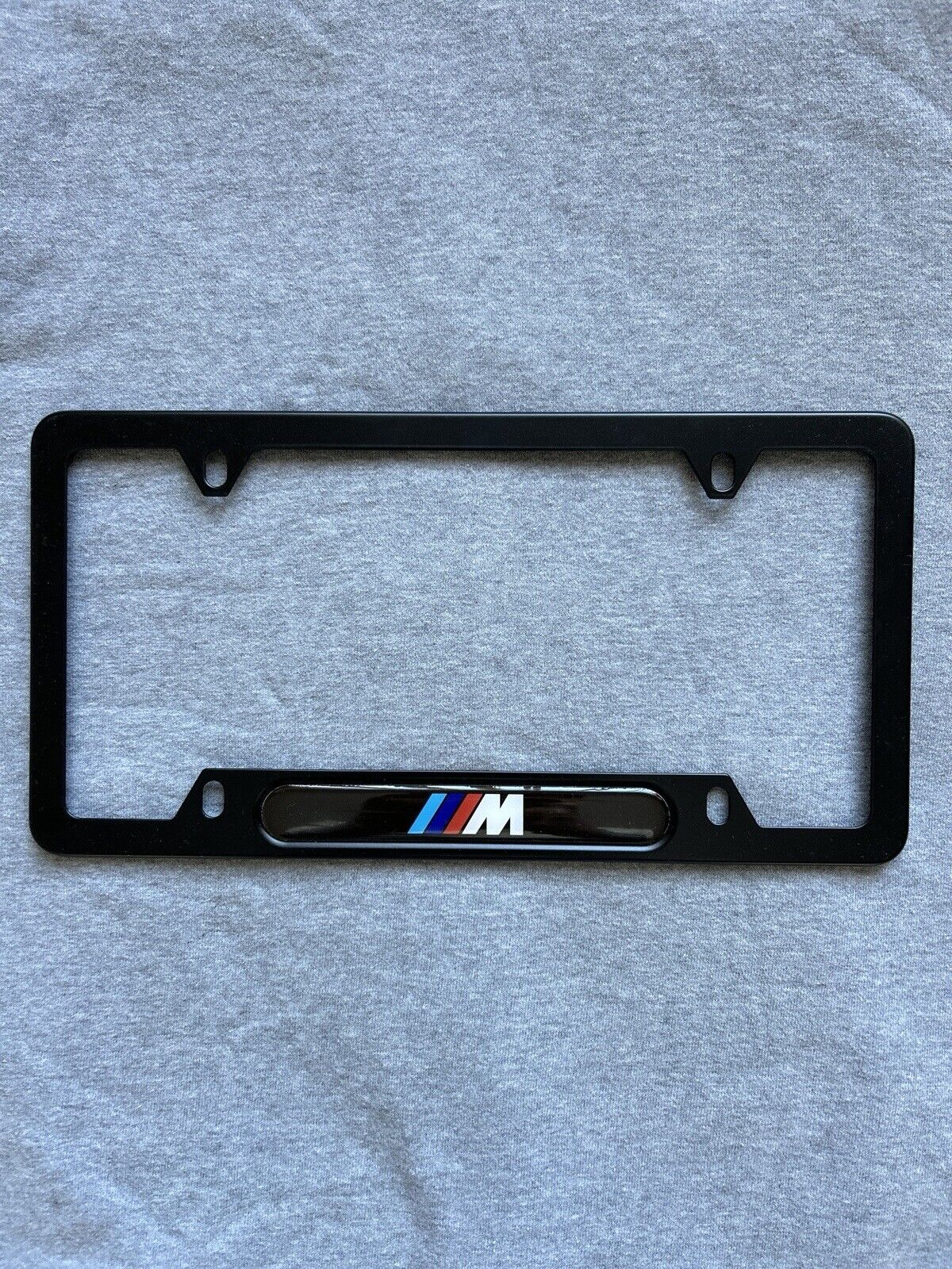 BMW OEM M Logo Black Stainless Steel License Plate Frame SINGLE 82120010404