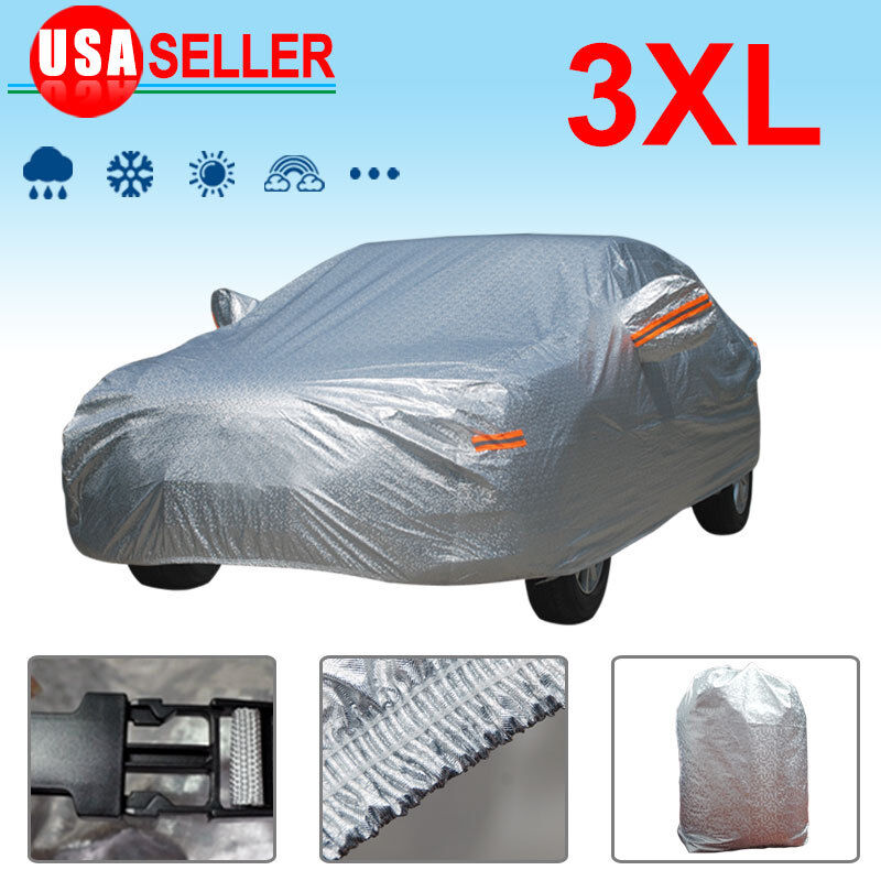 Soft Aluminum Full Car Cover Outdoor Waterproof Rain Sun Dust Resist Protection