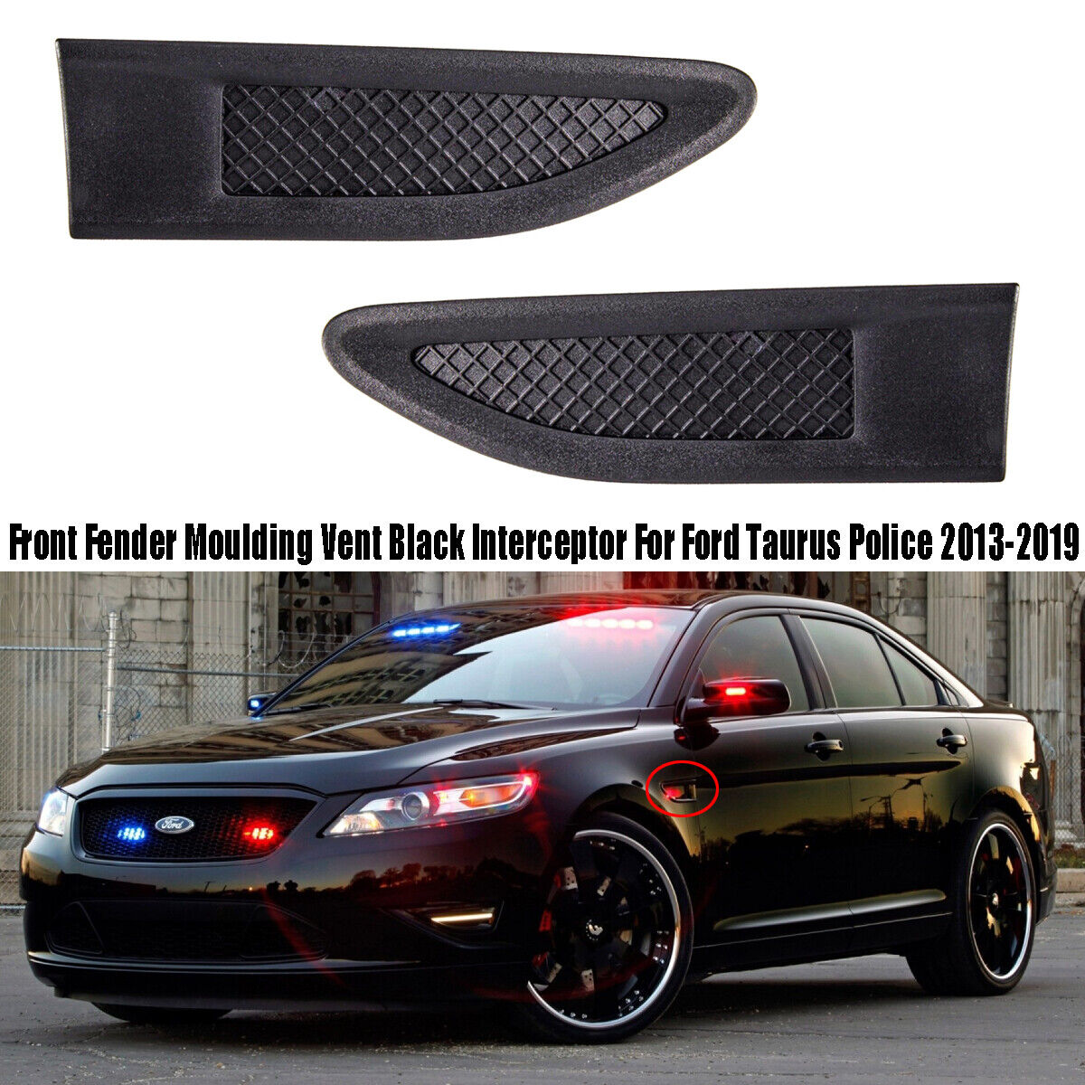 OEM For 13-19 Ford Taurus Police Fender Moulding Vent Black Interceptor Pair