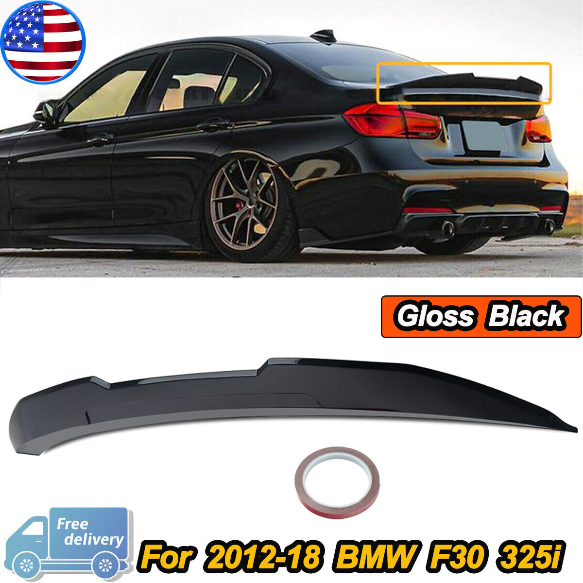 Gloss Black PSM Style Rear Trunk Spoiler Wing Lip For 12-18 BMW F30 3 Series M3