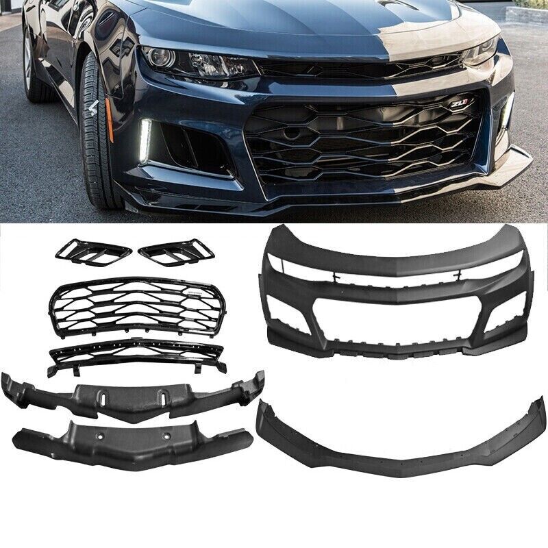 FOR 16-18 Chevrolet Camaro ZL1 Style Front Bumper Cover w/ Lip & Grille - PP