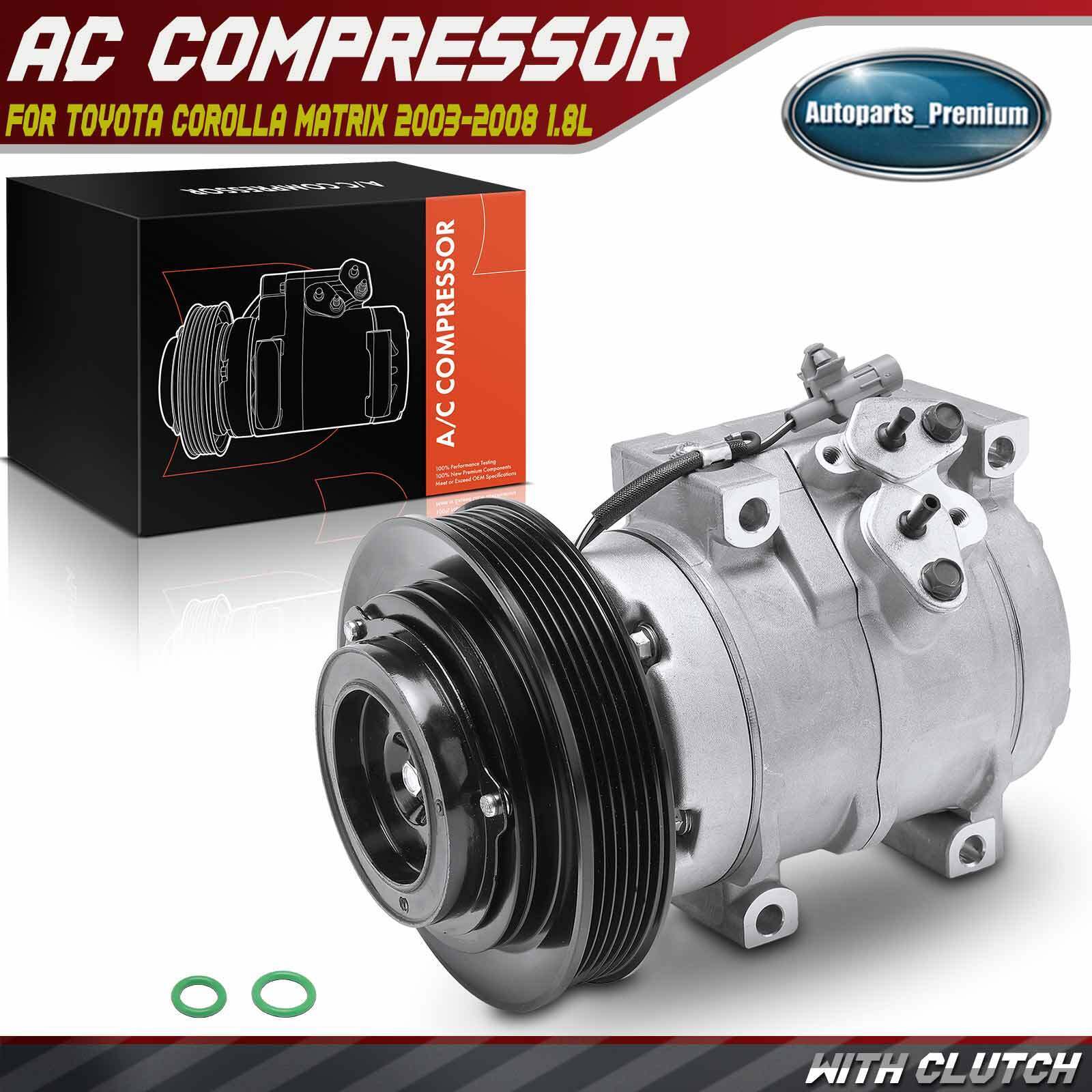 AC Compressor w/ Clutch for Toyota Corolla Matrix 2003-2008 L4 1.8L Sedan Wagon