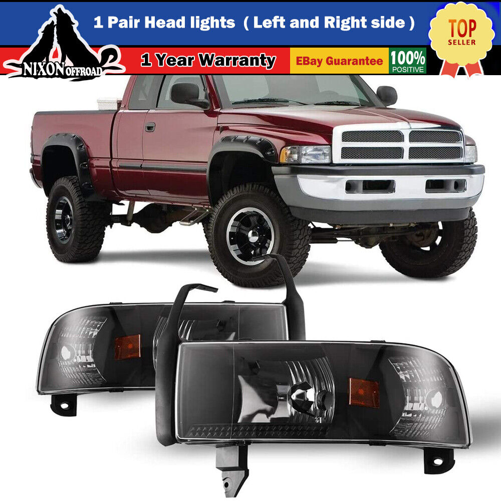 For 94-01 Dodge Ram 1500 2500 3500 Headlights Assembly Corner Signal Lamps Pair