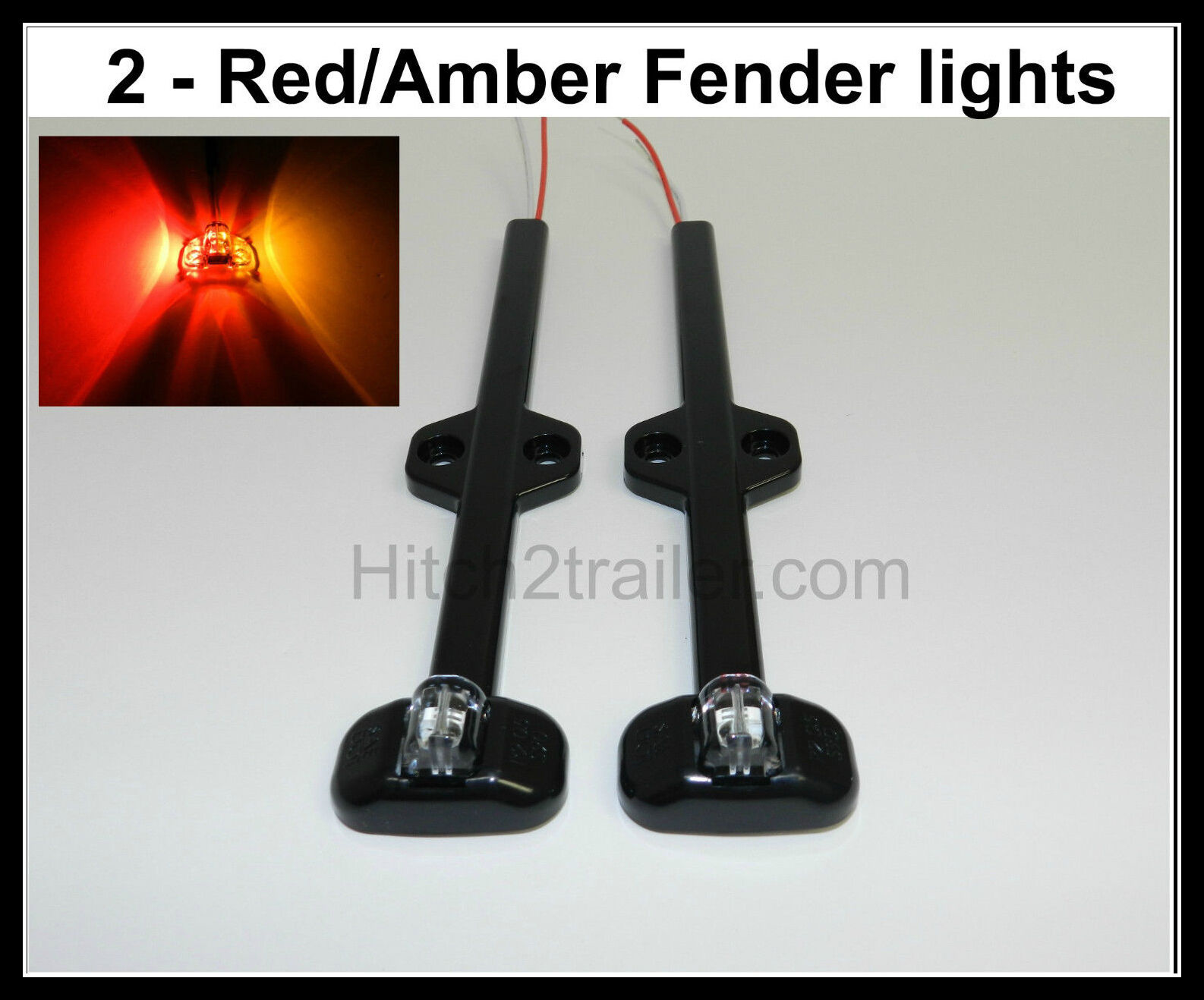 (2) Tecniq LED Red/Amber Trailer fender marker light Black clearance USA