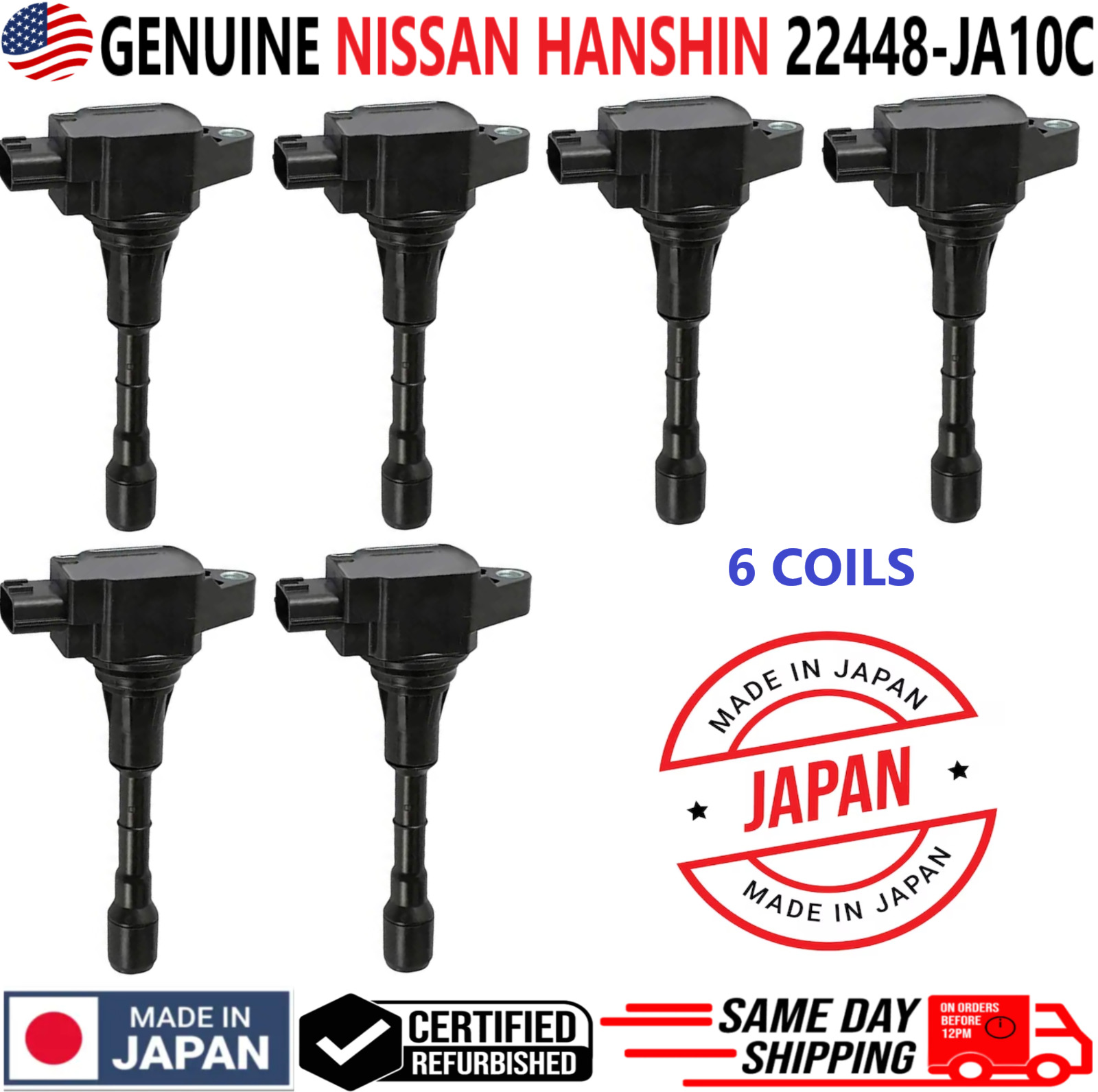GENUINE Nissan x6 Ignition Coils For 2007-2017 Nissan & Infiniti V6, 22448-JA10C