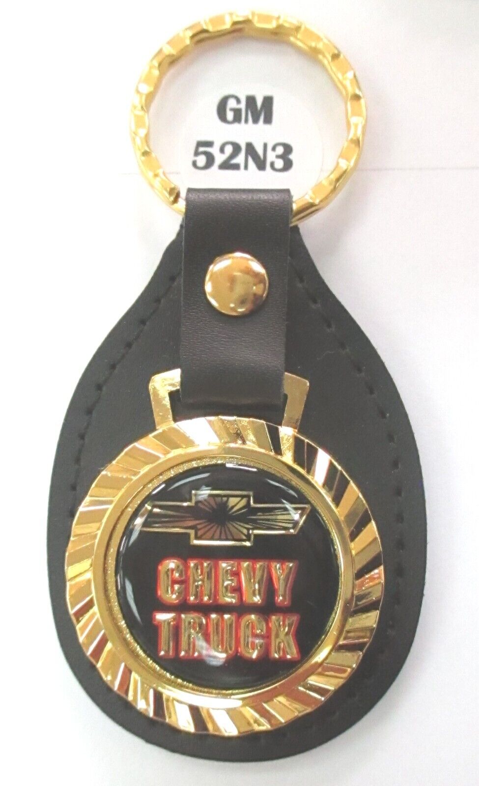 Black CHEVY TRUCK #52N3 Royal Classic Gold Tone Leather Key Ring 1953 1954 1955