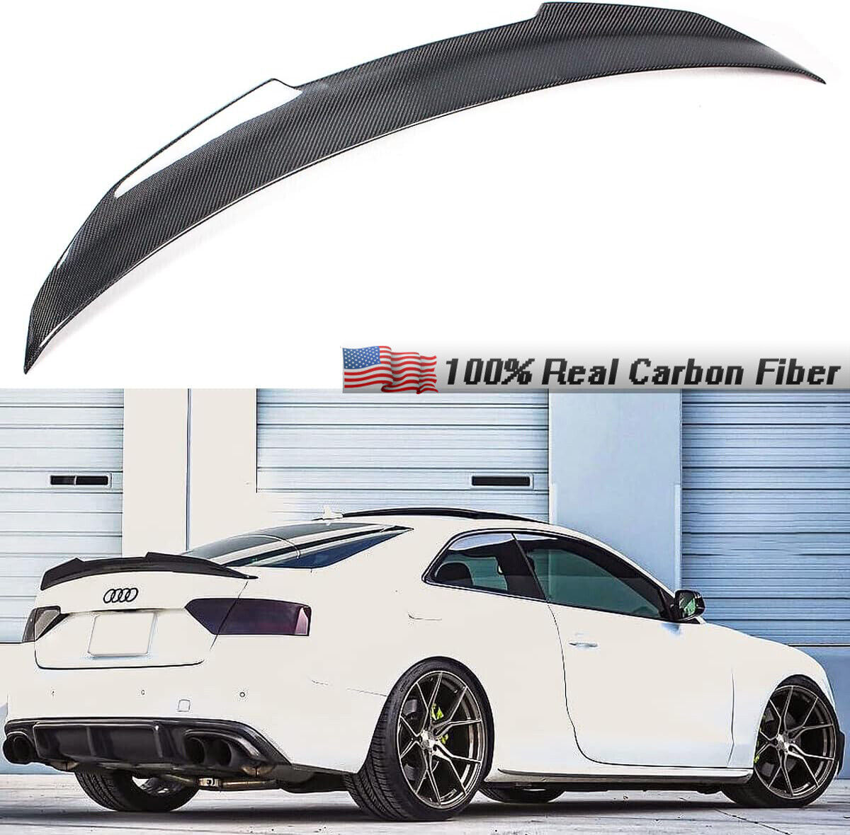 for Audi S5 RS5 2009-2016 Coupe Carbon Fiber PSM Trunk Lip Spoiler Rear Wing