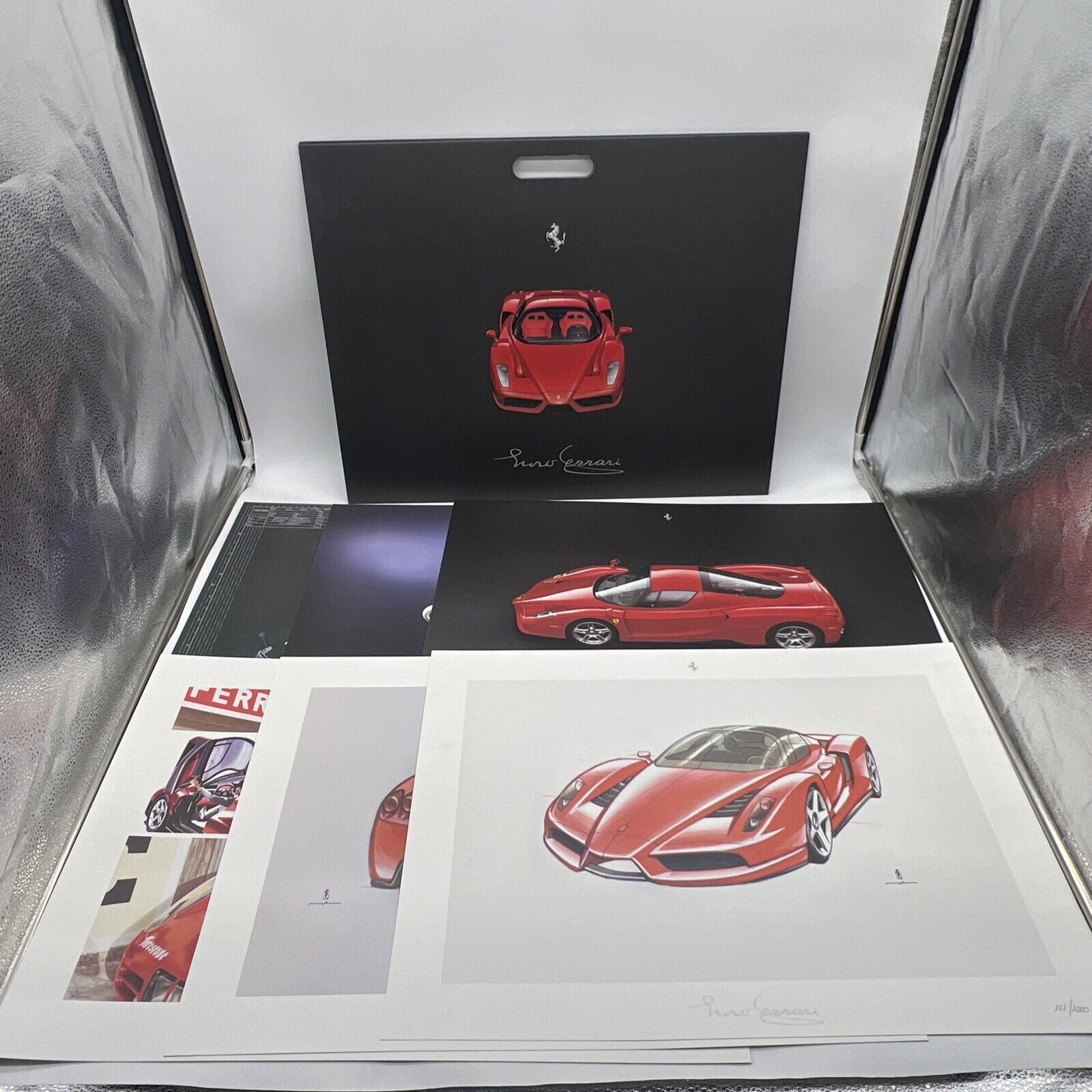 Ferrari Enzo Lithograph Complete Set of 6 Prints & Portfolio 1830/02 Manual RARE