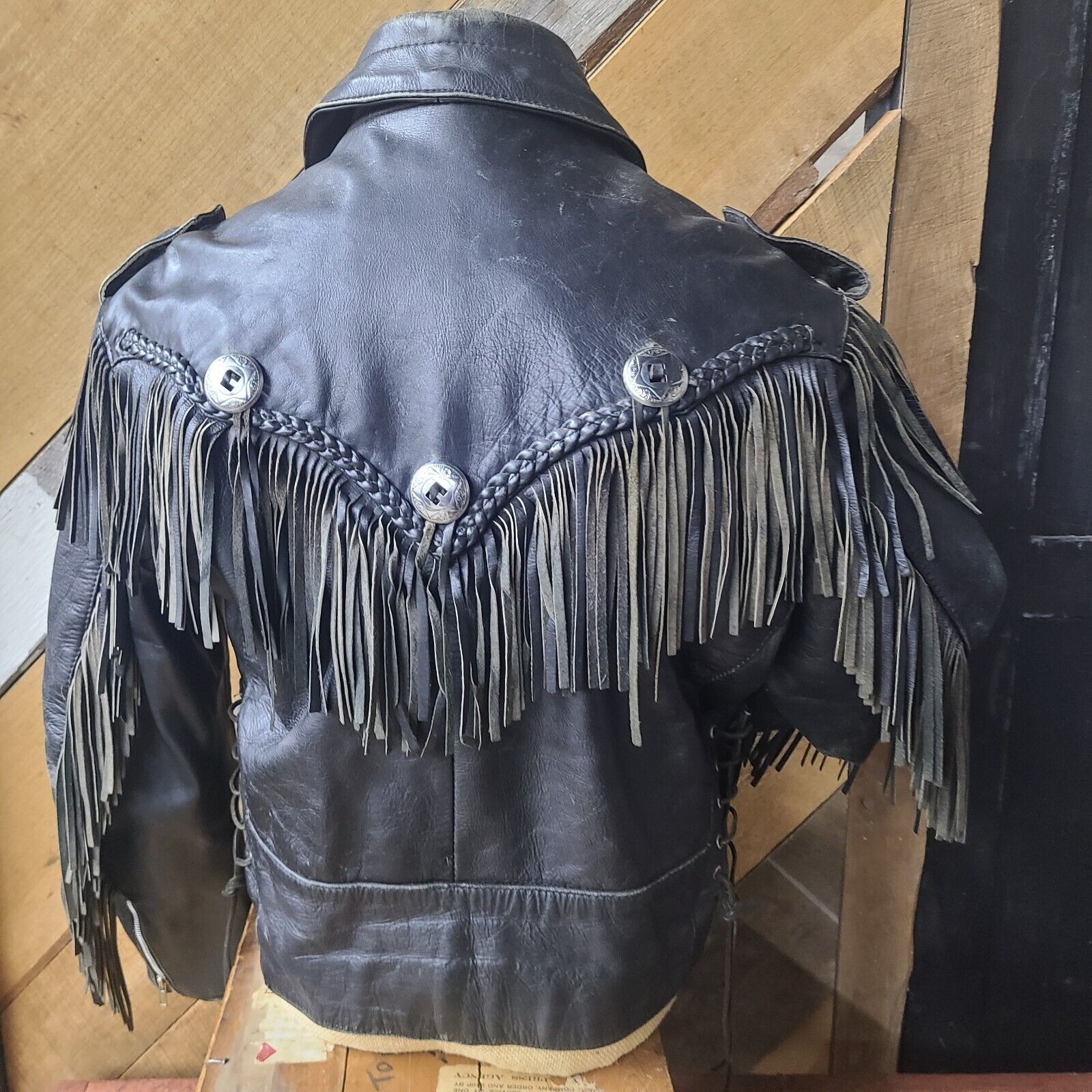 Vintage 80’s Fureal LTD Black Cow Hide Leather Jacket- W/Fringe- Men's XL