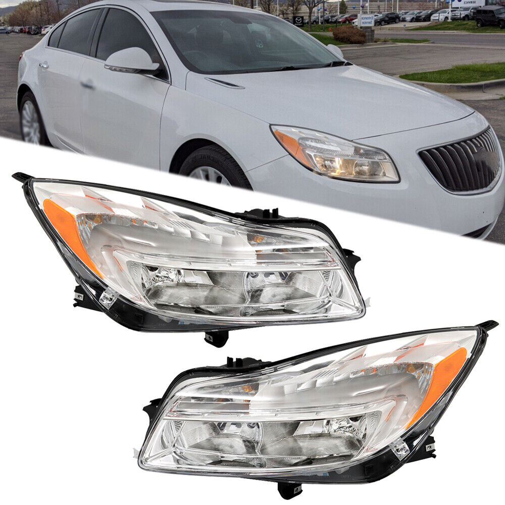 Pair Set For 2011 2012 2013 Buick Regal Headlight Replacement Halogen Clear L+R